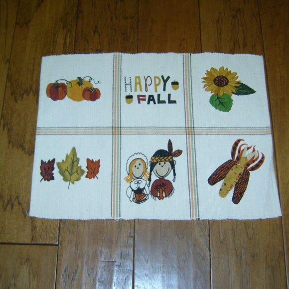 Fall Seasonal Woven Placemats, Set of 6, VGUC - Picture 2 of 5